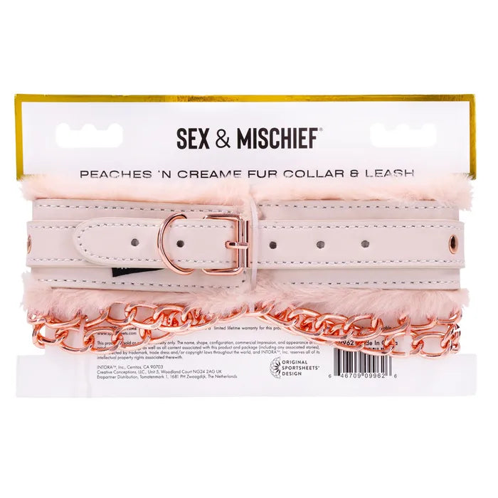 Sportsheets Sex & Mischief Peaches N CreaMe Fur Collar & Leash Restraint