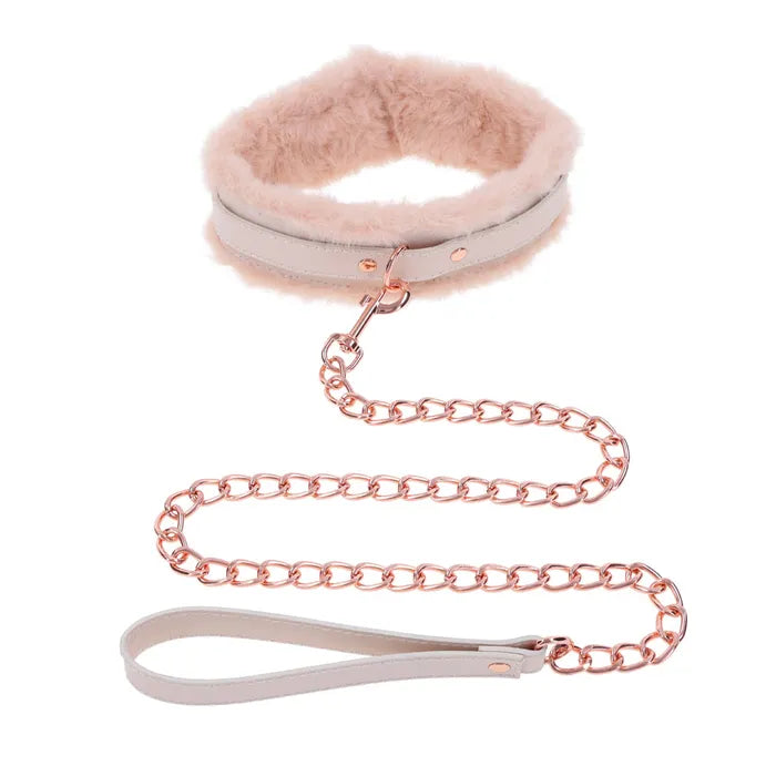Sportsheets Sex & Mischief Peaches N CreaMe Fur Collar & Leash Restraint