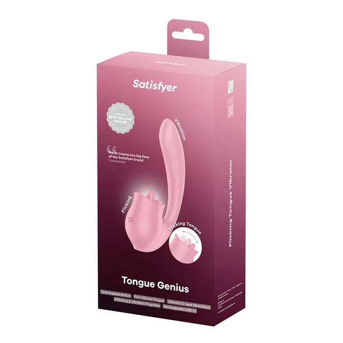 Satisfyer Tongue Genius USB Rechargeable Vibrator With Flicking Clit Stimulator Satisfyer