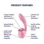 Satisfyer Tongue Genius USB Rechargeable Vibrator With Flicking Clit Stimulator Satisfyer