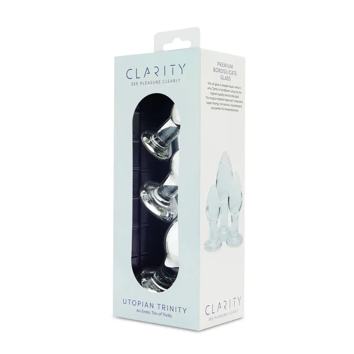 Creative Conceptions Clarity Utopian Trinity Glass Butt Plugs Set Of 3 Sizes