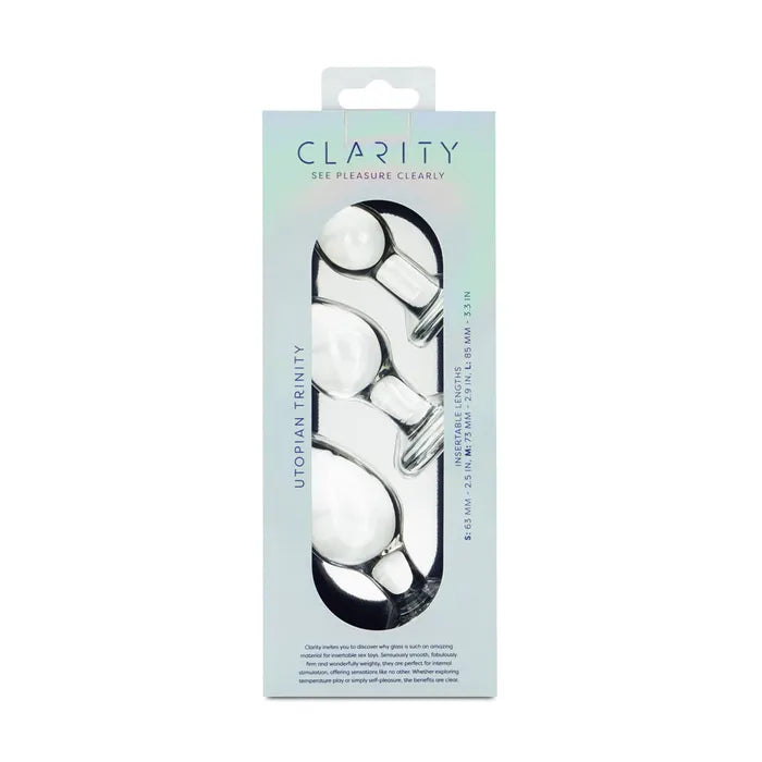Creative Conceptions Clarity Utopian Trinity Glass Butt Plugs Set Of 3 Sizes