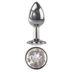 Adam & Eve Metallic Medium Butt Plug With Clear Gem Base 8.2cm
