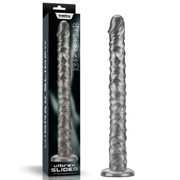 Lovetoy King Sized Vibrating Vibrax Slider USB Rechargeable Vibrating Dildo Grey