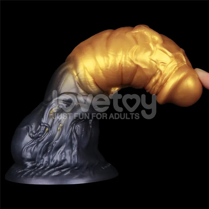 Lovetoy Aerosx Dual Density Inflatable Inflatable Fantasy Dildo 7.5 Inch Gold / Blue