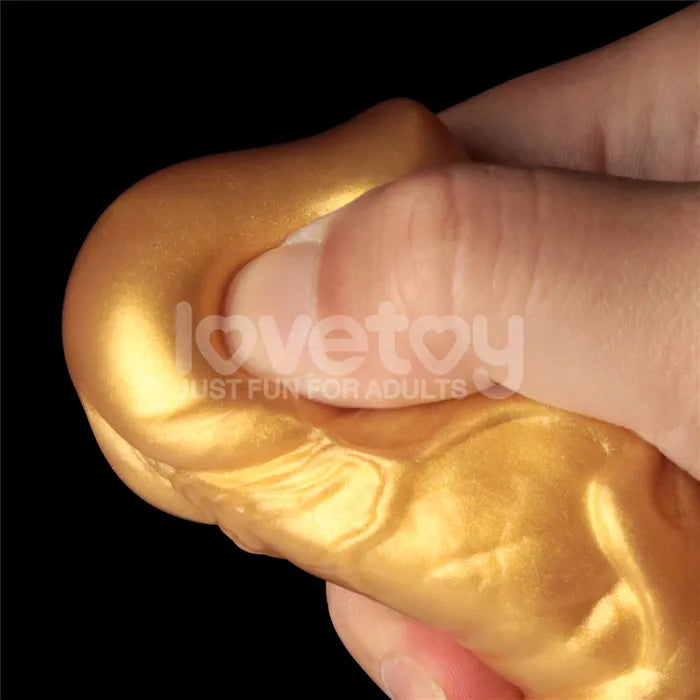 Lovetoy Aerosx Dual Density Inflatable Inflatable Fantasy Dildo 7.5 Inch Gold / Blue