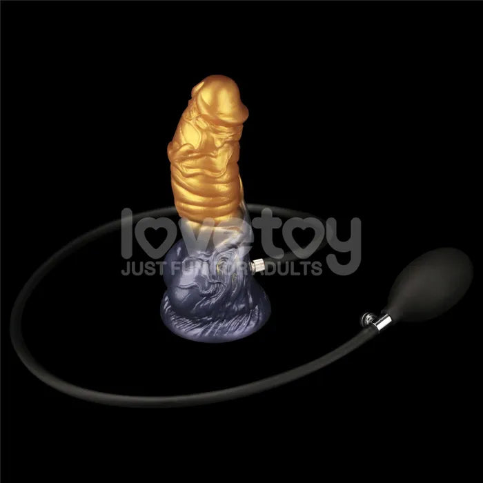 Lovetoy Aerosx Dual Density Inflatable Inflatable Fantasy Dildo 7.5 Inch Gold / Blue