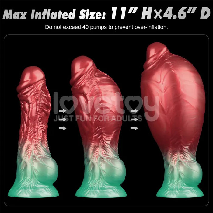 Lovetoy Aerosx Dual Density Inflatable Inflatable Fantasy Dildo 8 Inch Red / Green