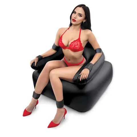 Whipsmart Inflatable Bondage Chair Inflatable Chair With 6 Inch Vibrating Dong Black