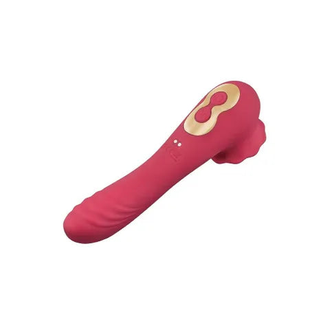Xgen Products Secret Kisses ROSEGASM ROSE QUAKE USB Rechargeable Dual Ended Tapping Vibrator Red