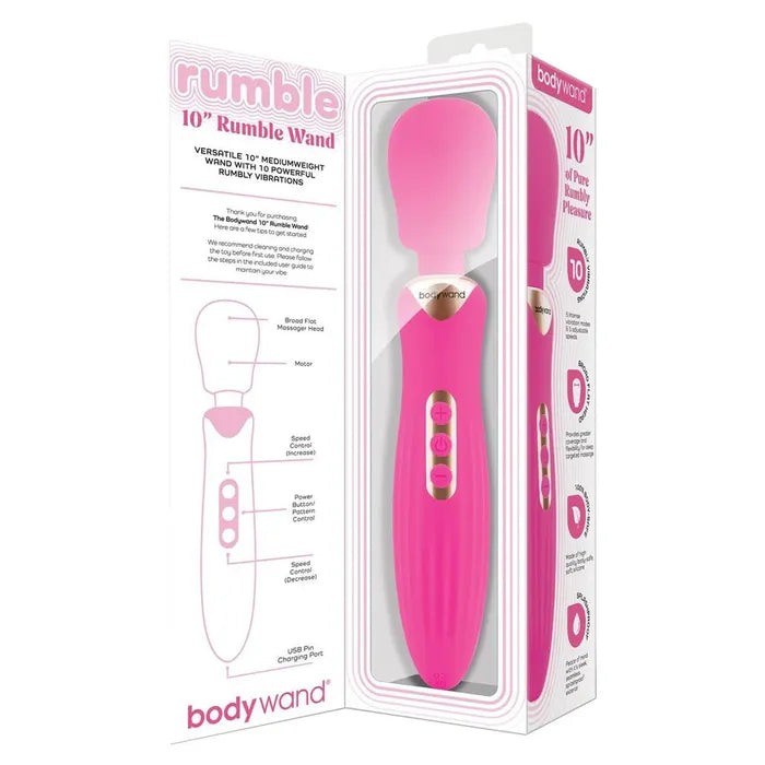 Bodywand RUMBLE WAND USB Rechargeable Massage Wand Hot Pink