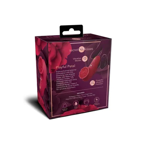 Xgen Products Secret Kisses ROSEGASM PLAYFUL PETAL USB Rechargeable Finger Stimulator Red