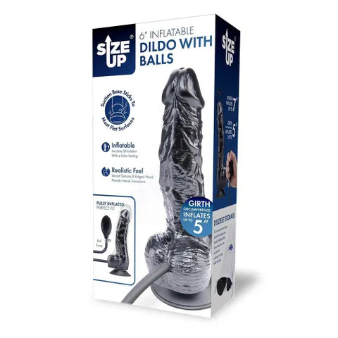 XGEN Products Size Up Inflatable Dildo With Balls 6 Inch Black