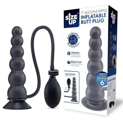 XGEN Products Size Up Ripple Inflatable Butt Plug Black