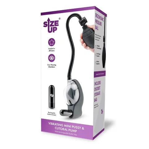 XGEN Products Size Up Vibrating Mini Pussy & Clitoral Pump Clear