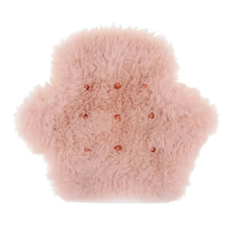 Sex & Mischief Peaches N CreaMe Spiked Sensory Furry Glove With Metal Spikes Peach