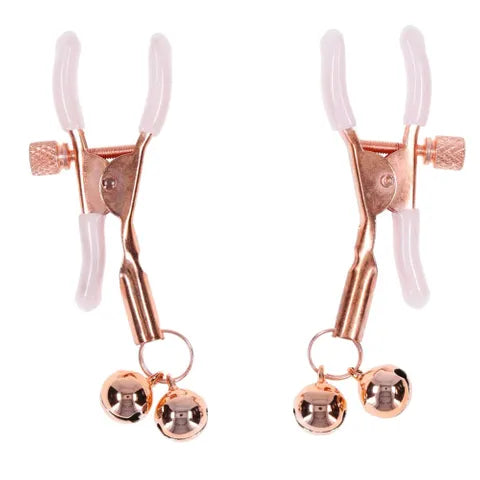 Sex & Mischief Peaches N CreaMe Bell Nipple Clamps With Bells Set Of 2 Peach / Rose