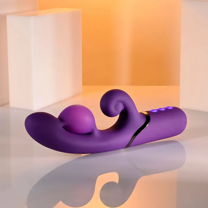 Evolved PLEASURE PUFF USB Rechargeable Inflatable Rabbit Vibrator 24.1cm Purple