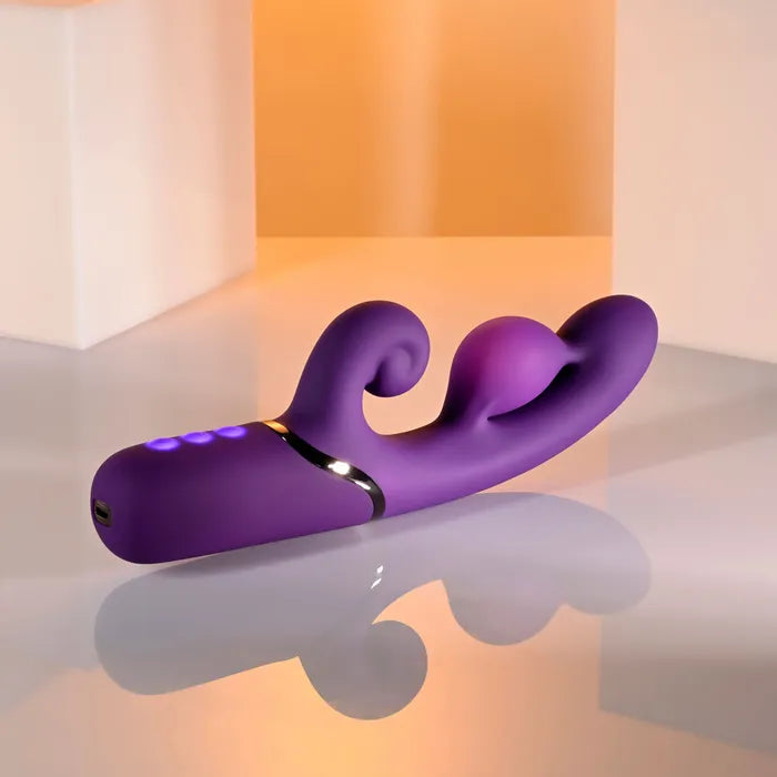 Evolved PLEASURE PUFF USB Rechargeable Inflatable Rabbit Vibrator 24.1cm Purple