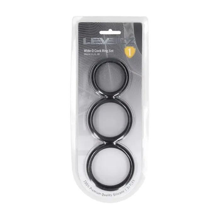 Shots Toys LEVELZ Wide O Silicone Cock Ring Set L / XL / 2X Set Of 3 Sizes
