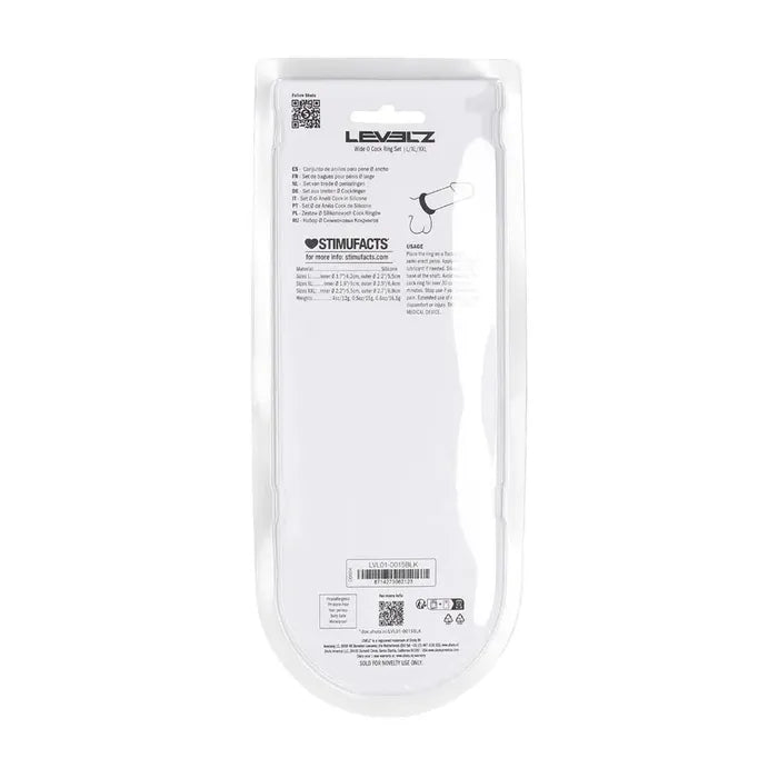 Shots Toys LEVELZ Wide O Silicone Cock Ring Set L / XL / 2X Set Of 3 Sizes