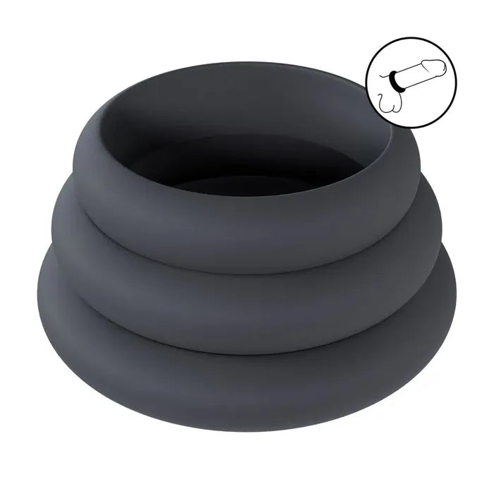 Shots Toys LEVELZ Wide O Silicone Cock Ring Set L / XL / 2X Set Of 3 Sizes