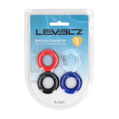 Shots Toys LEVELZ Multicolour Cock Ring Set 4 Pack