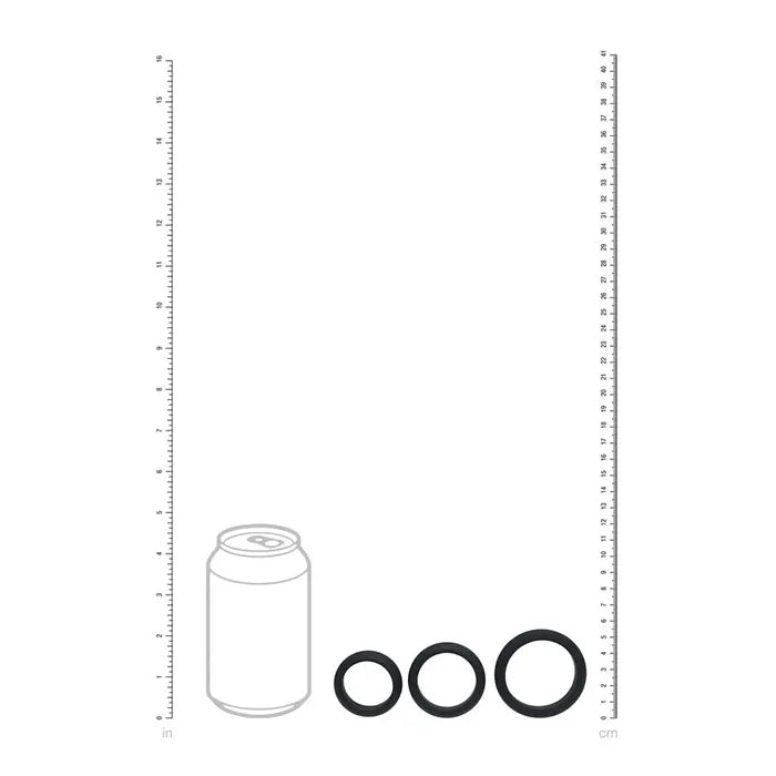 Shots Toys LEVELZ Wide O Silicone Cock Ring S / M / L Set Of 3 Sizes Black