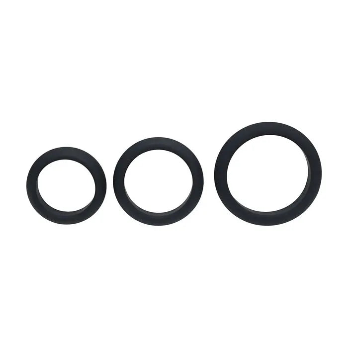 Shots Toys LEVELZ Wide O Silicone Cock Ring S / M / L Set Of 3 Sizes Black