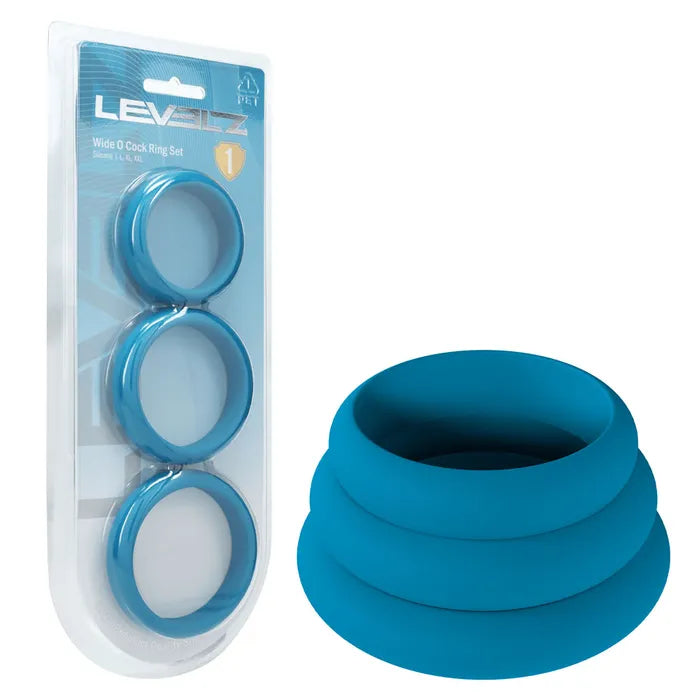 Shots Toys LEVELZ Wide O Silicone Cock Ring Set L / XL / 2X Set Of 3 Sizes