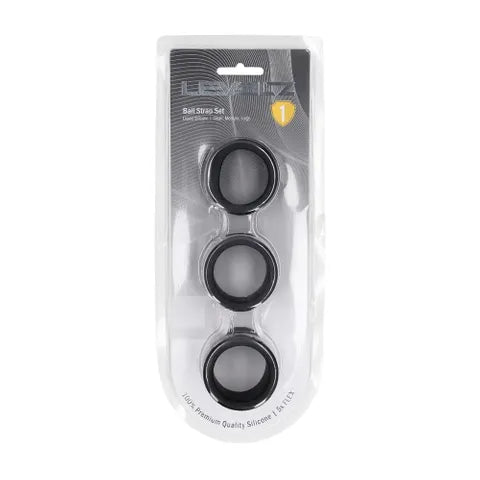 Shots Toys LEVELZ Liquid Silicone Ball Strap Set Of 3 Sizes Black