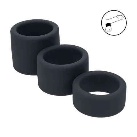 Shots Toys LEVELZ Liquid Silicone Ball Strap Set Of 3 Sizes Black