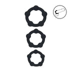 Shots Toys LEVELZ Beaded Silicone Cock Ring Set Of 3 Sizes Black
