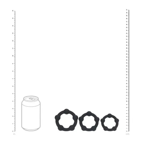 Shots Toys LEVELZ Beaded Silicone Cock Ring Set Of 3 Sizes Black