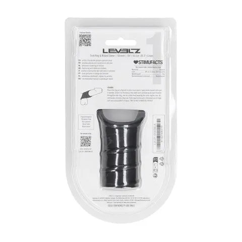 Shots Toys LEVELZ Silicone Cock Ring & Ribbed Sleeve Black