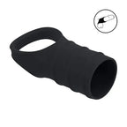 Shots Toys LEVELZ Silicone Cock Ring & Ribbed Sleeve Black