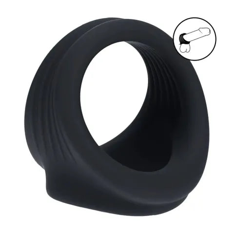 Shots Toys LEVELZ Silicone Cock & Ball Harness Cock & Ball Ring Black