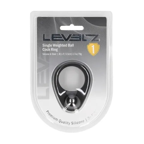 Shots Toys LEVELZ Single Weighted Ball Cock Ring Black