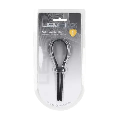 Shots Toys LEVELZ Wide Adjustable Silicone Lasso Cock Ring Black