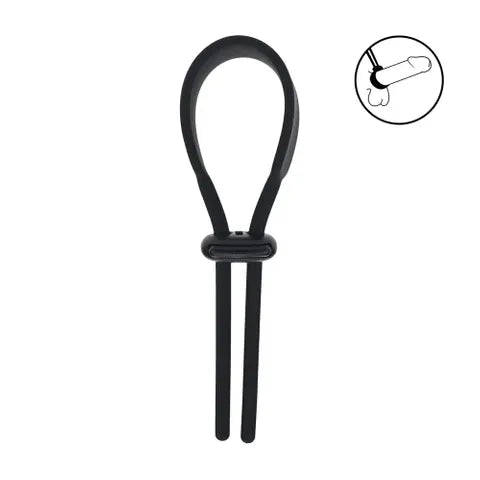 Shots Toys LEVELZ Wide Adjustable Silicone Lasso Cock Ring Black