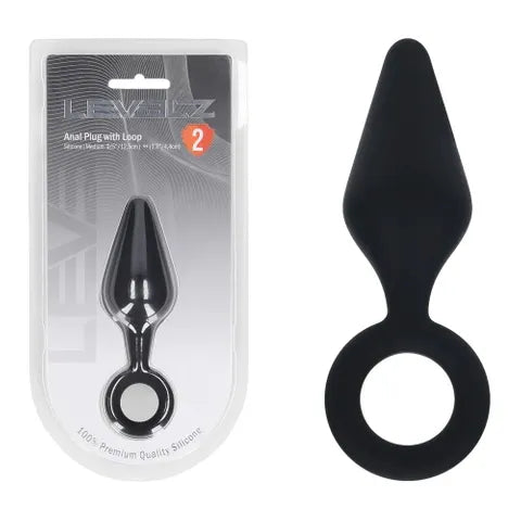 Shots Toys LEVELZ Silicone Anal Plug With Loop Black