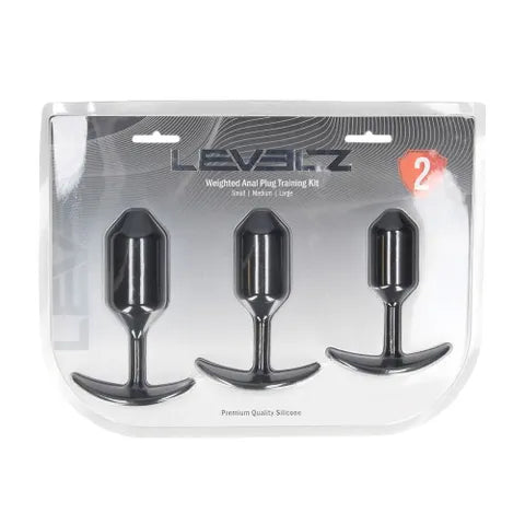 Shots Toys LEVELZ Silicone Weighted Anal Plug Training Set Of 3 Sizes Black