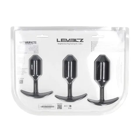 Shots Toys LEVELZ Silicone Weighted Anal Plug Training Set Of 3 Sizes Black
