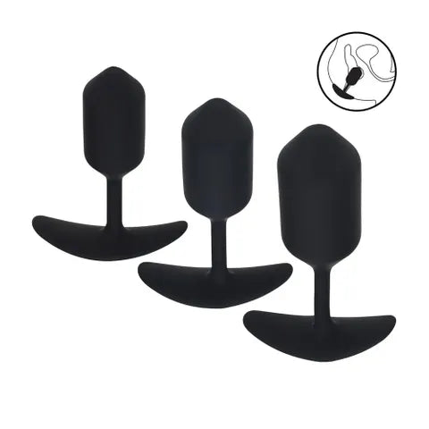 Shots Toys LEVELZ Silicone Weighted Anal Plug Training Set Of 3 Sizes Black