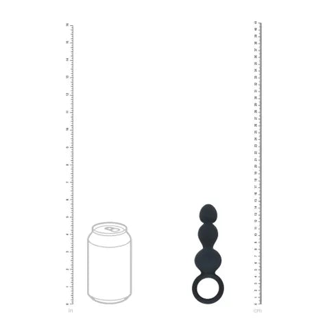 Shots Toys LEVELZ Beaded Silicone Anal Probe With Loop Black 15.3cm