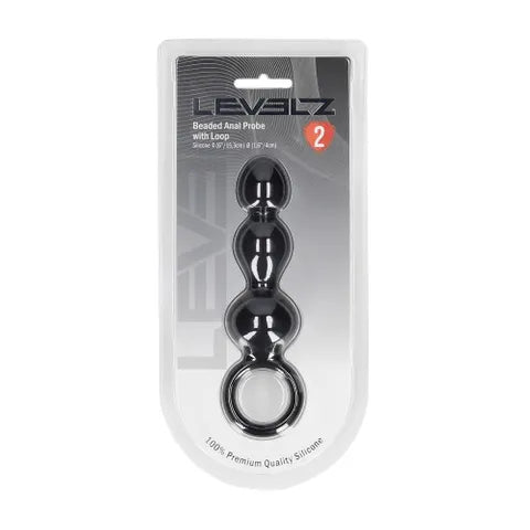 Shots Toys LEVELZ Ribbed Silicone Flared Anal Beads Black 26.7cm