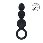 Shots Toys LEVELZ Beaded Silicone Anal Probe With Loop Black 15.3cm