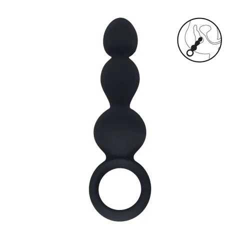 Shots Toys LEVELZ Ribbed Silicone Flared Anal Beads Black 26.7cm