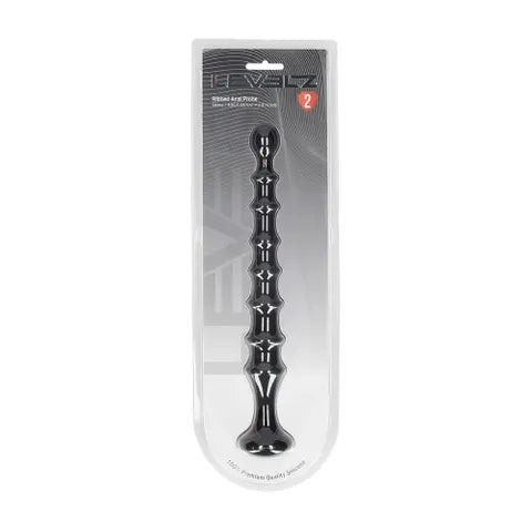 Shots Toys LEVELZ Ribbed Silicone Flared Anal Beads Black 26.7cm