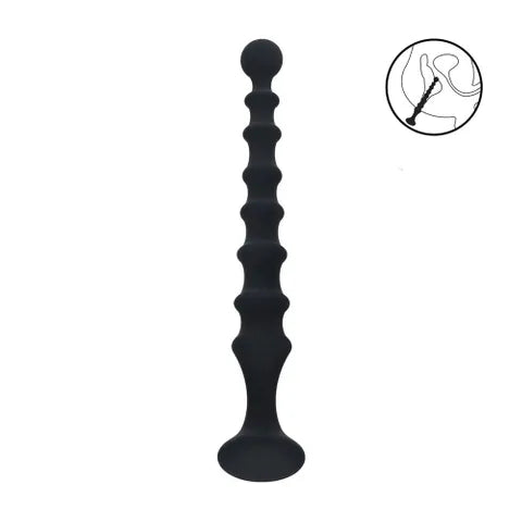 Shots Toys LEVELZ Ribbed Silicone Flared Anal Beads Black 26.7cm